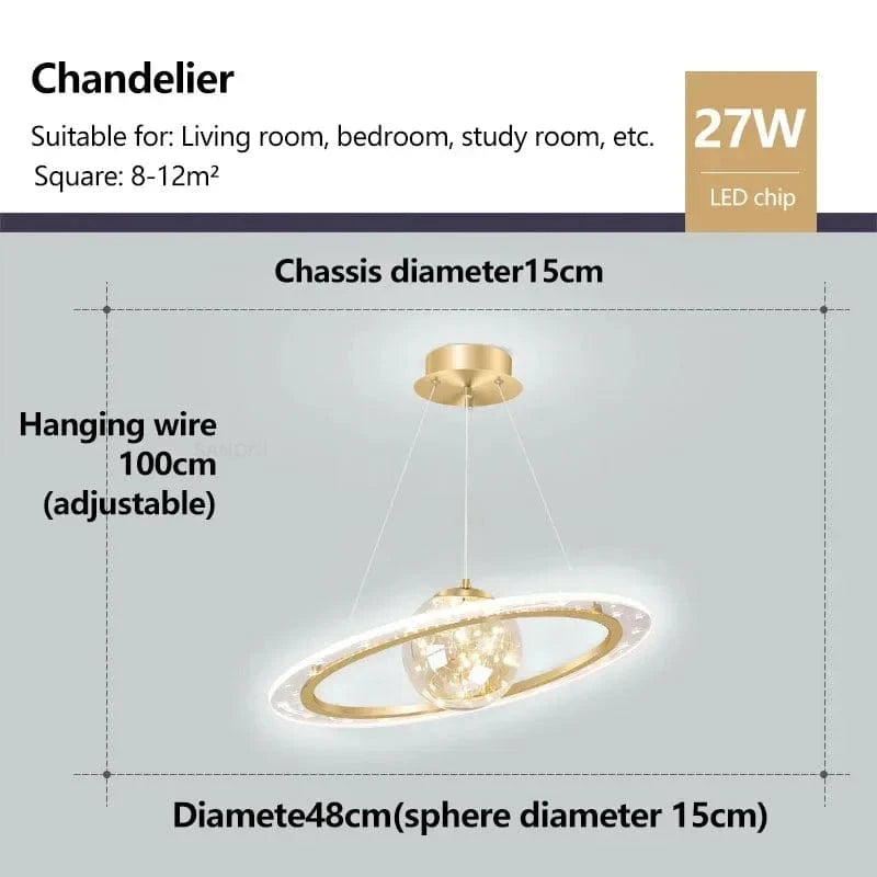 Plafond moderne à LED : Lustre pour chambre d'enfant, salon, salle à manger et étude | Marco Lucetti Type C 48CM / Gradation continue (RC)