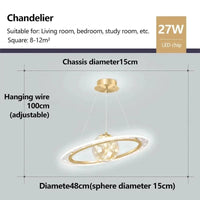 Plafond moderne à LED : Lustre pour chambre d'enfant, salon, salle à manger et étude | Marco Lucetti Type C 48CM / Gradation continue (RC)