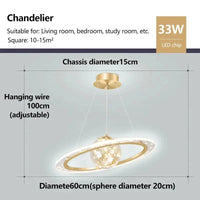 Plafond moderne à LED : Lustre pour chambre d'enfant, salon, salle à manger et étude | Marco Lucetti Type C 60CM / Blanc froid (pas de RC)