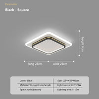 Plafond moderne à LEDs lumière lampe de luxe pour chambre Foyer allée couloir nordique | Marco Lucetti Noir D25 / Blanc froid