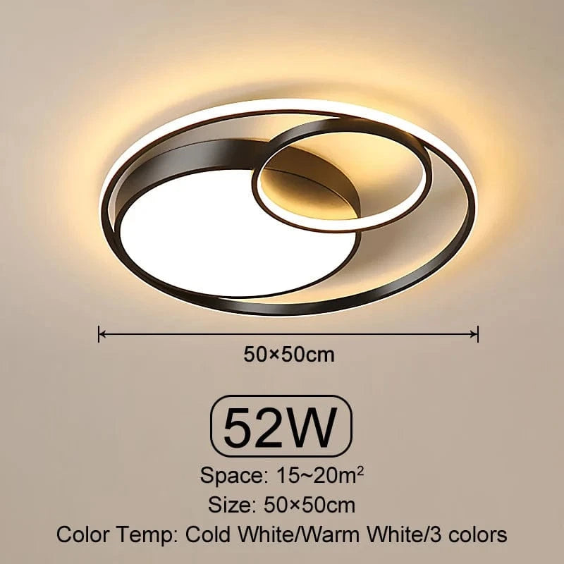 Plafond moderne à LEDs lumineuses pour salon, chambre et salle à manger - Éclairage intérieur Dimmable | Marco Lucetti Black 50CM / Cold light No Remote