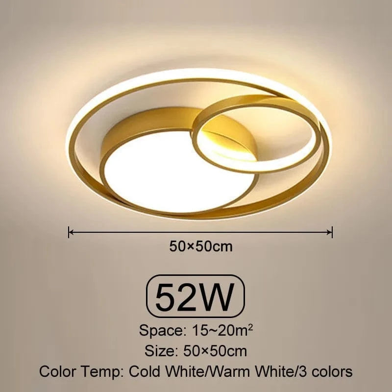 Plafond moderne à LEDs lumineuses pour salon, chambre et salle à manger - Éclairage intérieur Dimmable | Marco Lucetti Golden 50CM / Cold light No Remote