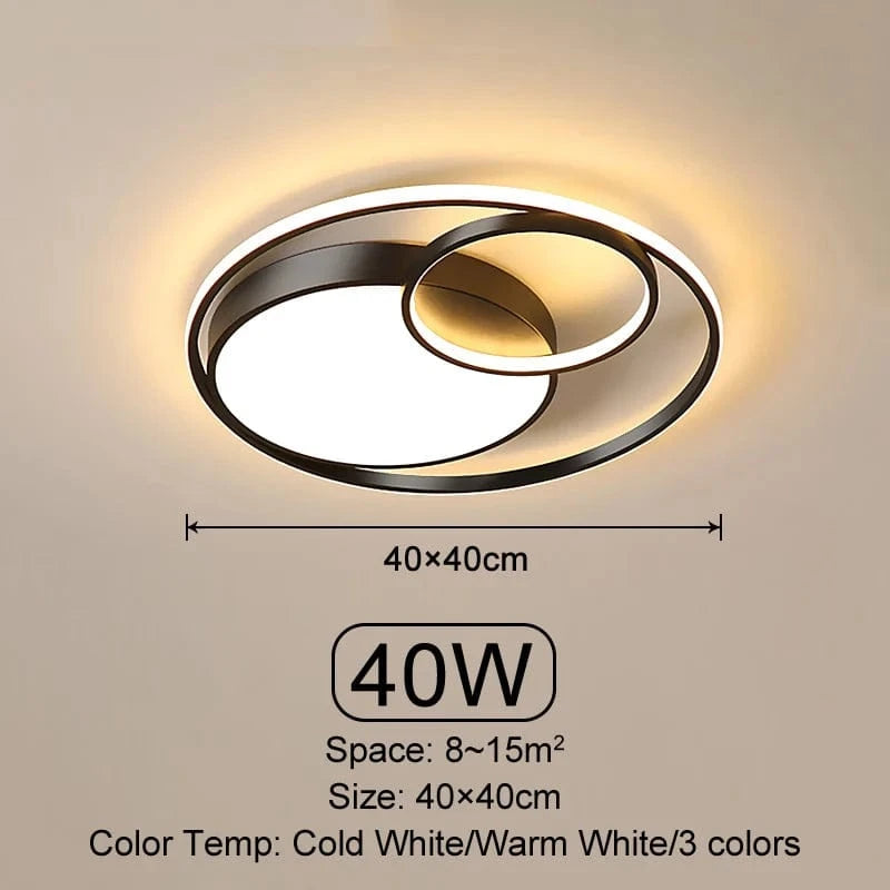 Plafond moderne à LEDs lumineuses pour salon, chambre et salle à manger - Éclairage intérieur Dimmable | Marco Lucetti Noir 40CM / Lumière froide Pas de télécommande