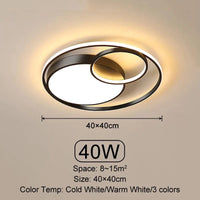 Plafond moderne à LEDs lumineuses pour salon, chambre et salle à manger - Éclairage intérieur Dimmable | Marco Lucetti Noir 40CM / Lumière froide Pas de télécommande