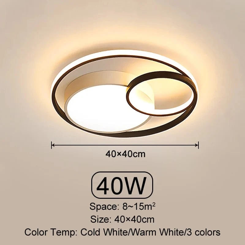 Plafond moderne à LEDs lumineuses pour salon, chambre et salle à manger - Éclairage intérieur Dimmable | Marco Lucetti White and Black 40CM / Cold light No Remote
