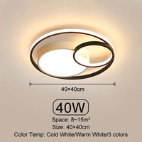 Plafond moderne à LEDs lumineuses pour salon, chambre et salle à manger - Éclairage intérieur Dimmable | Marco Lucetti White and Black 40CM / Cold light No Remote