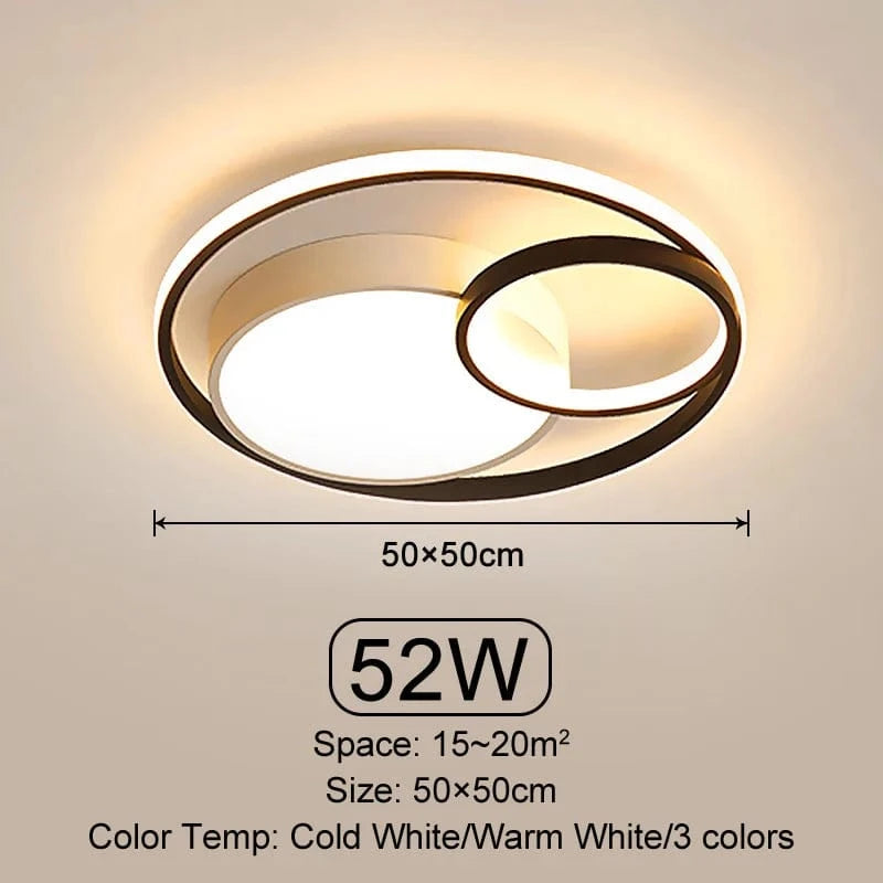 Plafond moderne à LEDs lumineuses pour salon, chambre et salle à manger - Éclairage intérieur Dimmable | Marco Lucetti White and Black 50CM / Cold light No Remote
