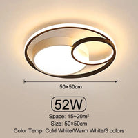 Plafond moderne à LEDs lumineuses pour salon, chambre et salle à manger - Éclairage intérieur Dimmable | Marco Lucetti White and Black 50CM / Cold light No Remote