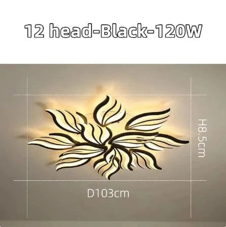 Plafond moderne à LEDs : panneau lumineux RC-dimmable pour salon et chambre | Marco Lucetti 12 têtes-noires / RC-Dimmable