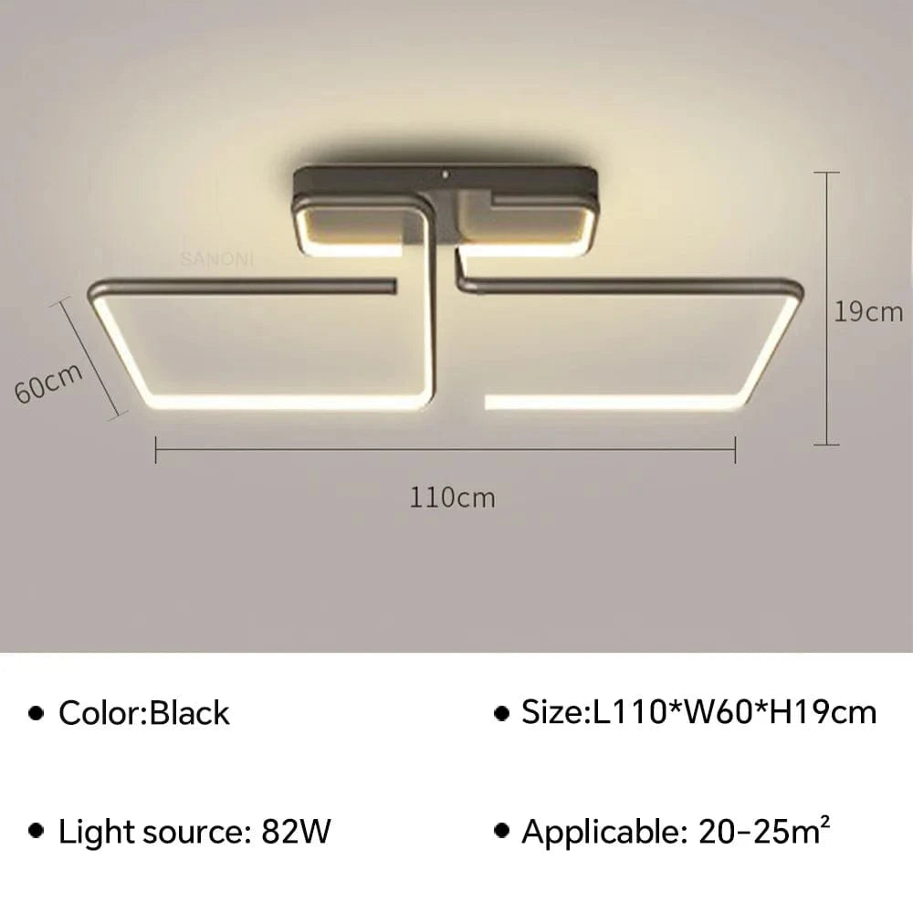 Plafond moderne à LEDs pour un éclairage tendance dans votre intérieur | Marco Lucetti Noir 110CM B / Blanc froid (pas de RC)