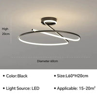 Plafond moderne à LEDs pour un éclairage tendance dans votre intérieur | Marco Lucetti Noir 60CM / Blanc froid (pas de RC)