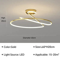 Plafond moderne à LEDs pour un éclairage tendance dans votre intérieur | Marco Lucetti Or 60CM / Blanc froid (pas de RC)