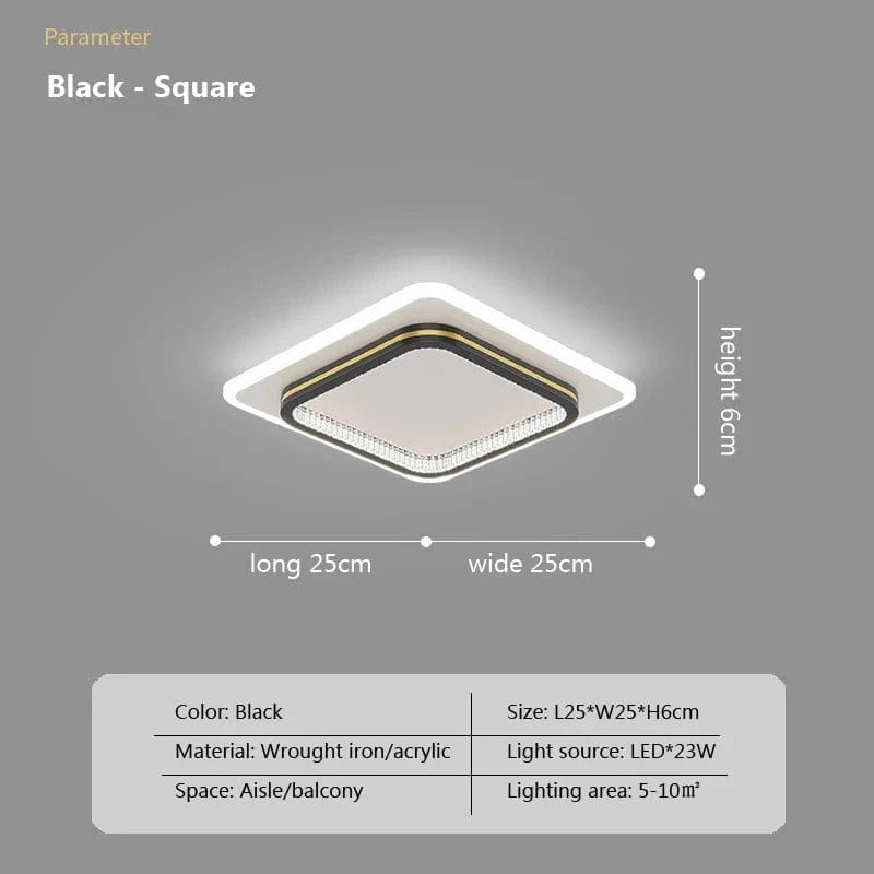 Plafond moderne à LEDs pour un intérieur luxueux avec télécommande | Marco Lucetti Noir-Carré2 / Blanc chaud