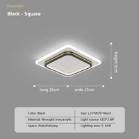 Plafond moderne à LEDs pour un intérieur luxueux avec télécommande | Marco Lucetti Noir-Carré2 / Blanc chaud