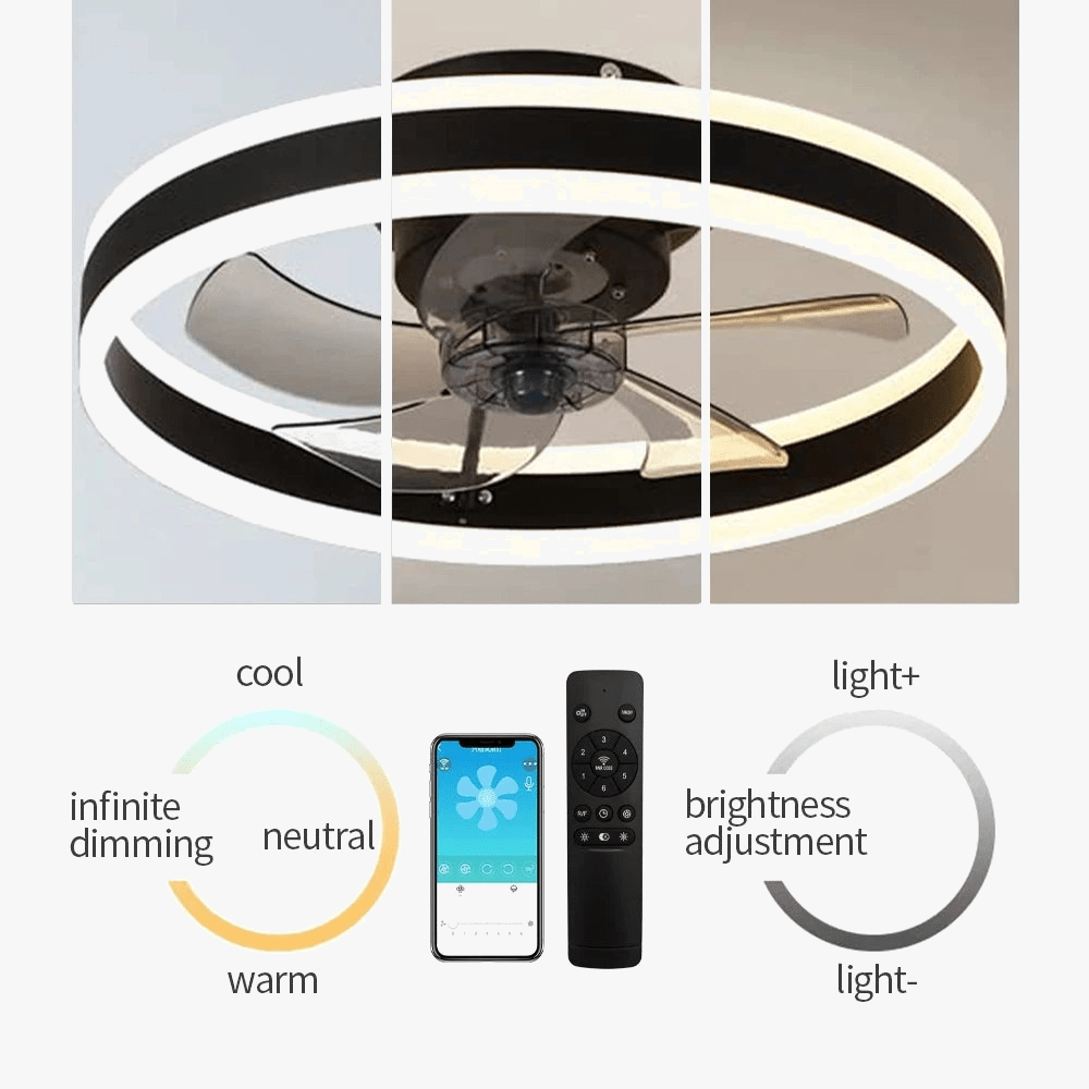 Plafond moderne avec ventilateur LED synchronisé - Décoration d'intérieur innovante | Marco Lucetti