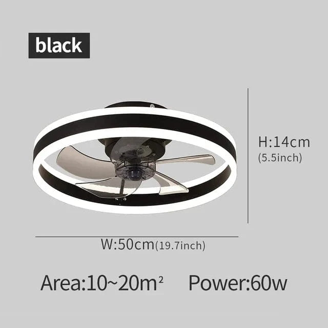Plafond moderne avec ventilateur LED synchronisé - Décoration d'intérieur innovante | Marco Lucetti Noir