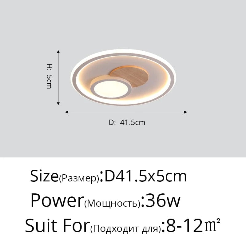Plafond moderne en bois véritable avec éclairage LED rond | Marco Lucetti