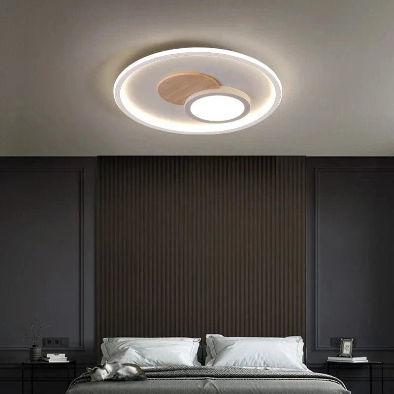 Plafond moderne en bois véritable avec éclairage LED rond | Marco Lucetti