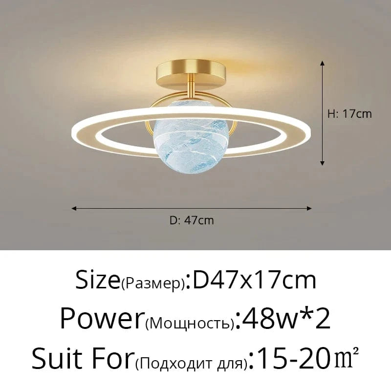 Plafond moderne LED : Éclairage personnalisé en fer forgé pour la maison | Marco Lucetti Or Bleu 47cm / Blanc froid