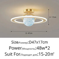 Plafond moderne LED : Éclairage personnalisé en fer forgé pour la maison | Marco Lucetti Or Bleu 47cm / Blanc froid