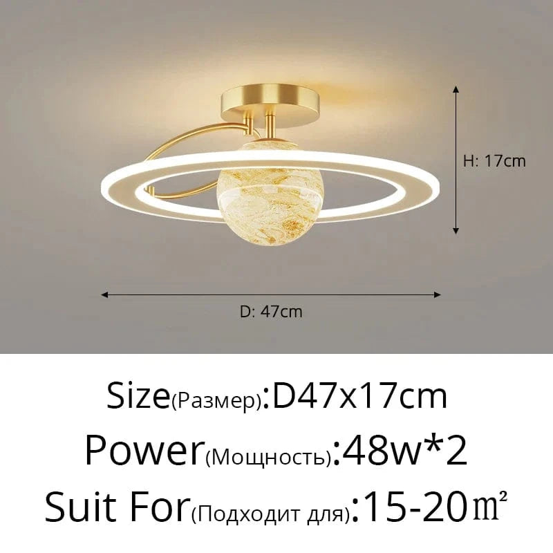 Plafond moderne LED : Éclairage personnalisé en fer forgé pour la maison | Marco Lucetti Or Orange 47cm / Blanc froid