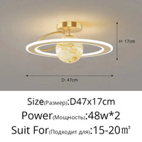 Plafond moderne LED : Éclairage personnalisé en fer forgé pour la maison | Marco Lucetti Or Orange 47cm / Blanc froid