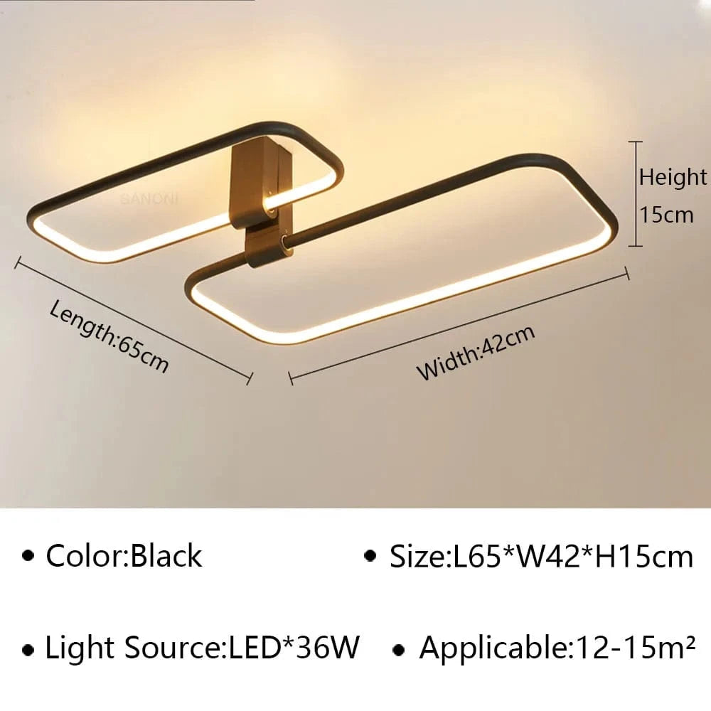 Plafond moderne LED - Marque LuxLum | Marco Lucetti Noir 42cm C / Blanc froid (pas de RC)