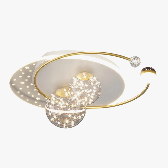 Lustre Étoilé Nordique Moderne Acrylique Or/Noir à LEDs pour Chambre et Salon