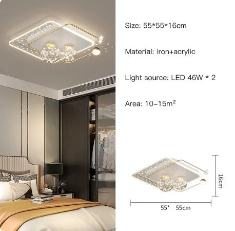 Lustre Étoilé Nordique Moderne Acrylique Or/Noir à LEDs pour Chambre et Salon