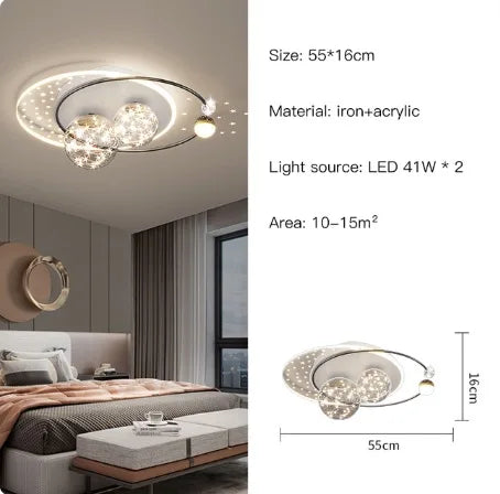 Lustre Étoilé Nordique Moderne Acrylique Or/Noir à LEDs pour Chambre et Salon