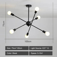 Plafond moderne: lustre à LEDs pour salon, chambre Industrielle - Éclairage Sputnik | Marco Lucetti Modèle A 6 têtes