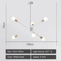 Plafond moderne: lustre à LEDs pour salon, chambre Industrielle - Éclairage Sputnik | Marco Lucetti Modèle E 6 têtes