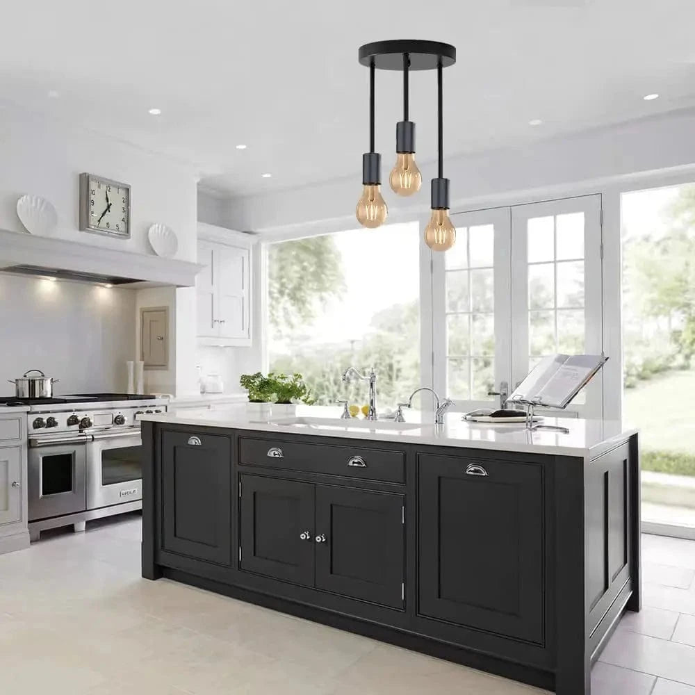 Plafonnier 5 Lampes Industriel Vintage Noires | Marco Lucetti