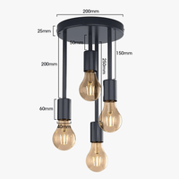 Plafonnier 5 Lampes Industriel Vintage Noires | Marco Lucetti