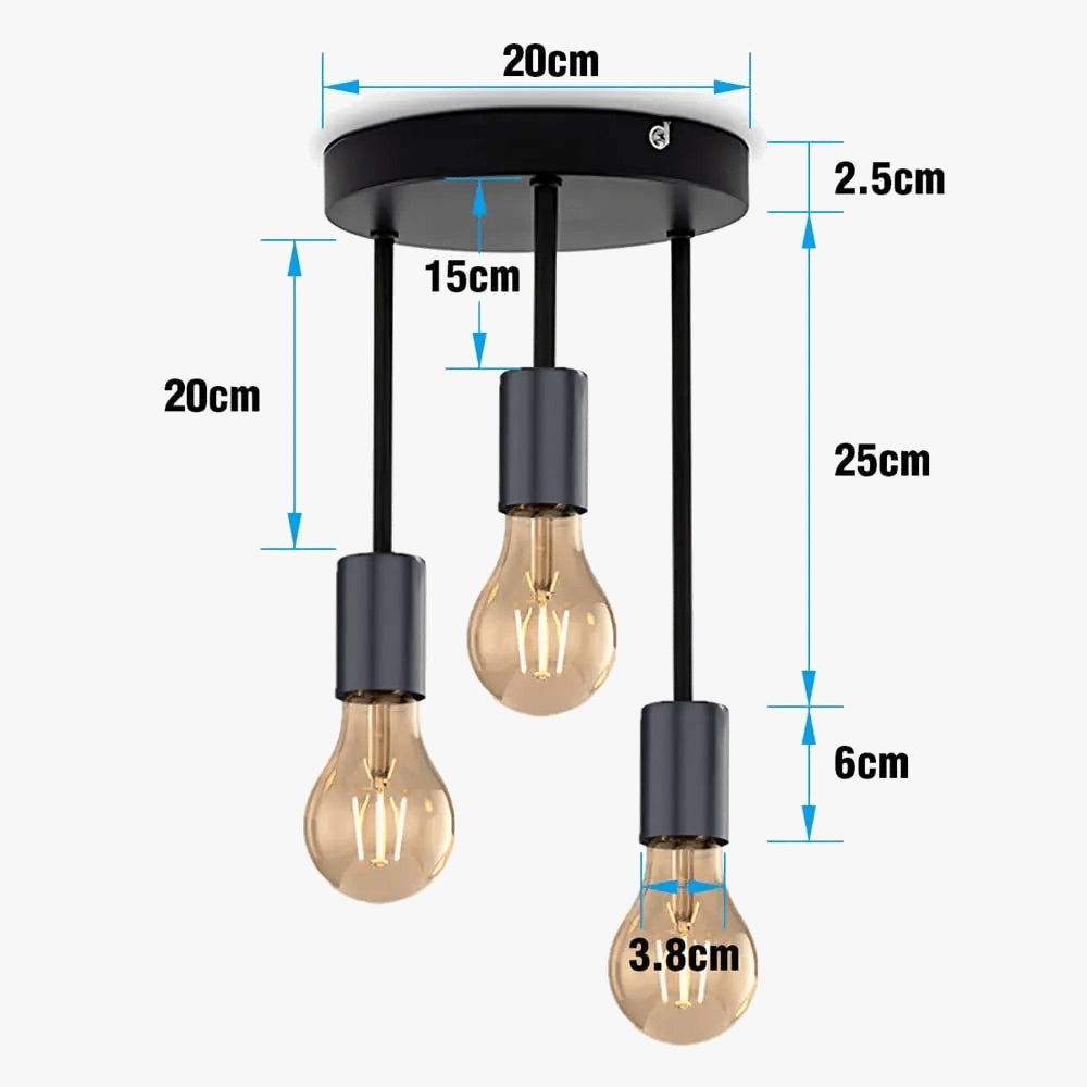 Plafonnier 5 Lampes Industriel Vintage Noires | Marco Lucetti