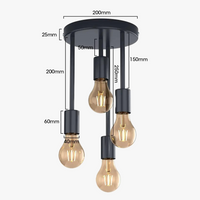 Plafonnier 5 Lampes Industriel Vintage Noires