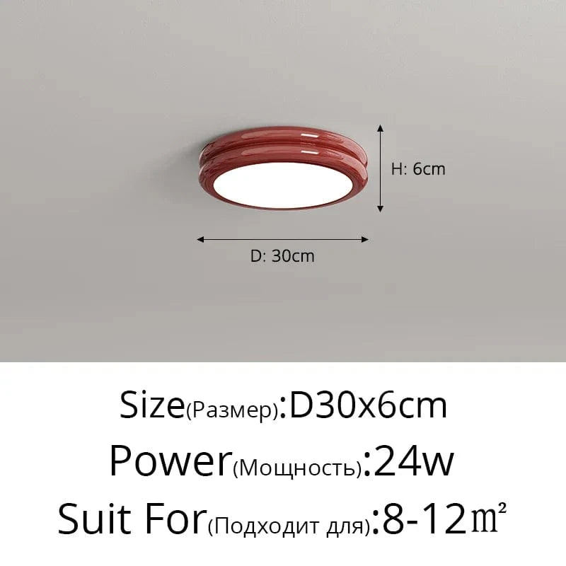 Plafonnier à Spectre Complet Anti-Bleu pour Protection des Yeux | Marco Lucetti Rouge D30x6cm 24W