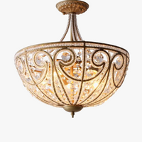 Plafonnier Américain en Fer Forgé - Éclairage Luxe Cristal