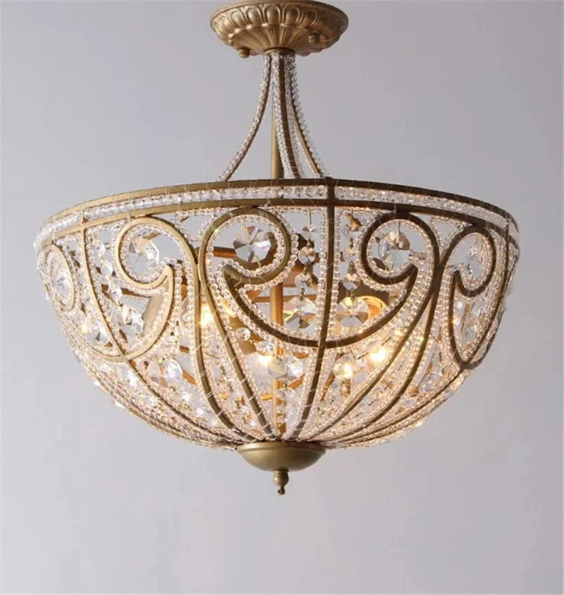 Plafonnier Américain en Fer Forgé - Éclairage Luxe Cristal | Marco Lucetti