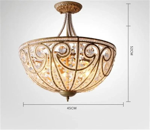 Plafonnier Américain en Fer Forgé - Éclairage Luxe Cristal | Marco Lucetti