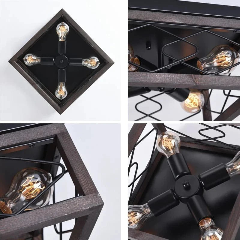 Plafonnier américain rétro à 4 têtes - Style Authentique USA | Marco Lucetti