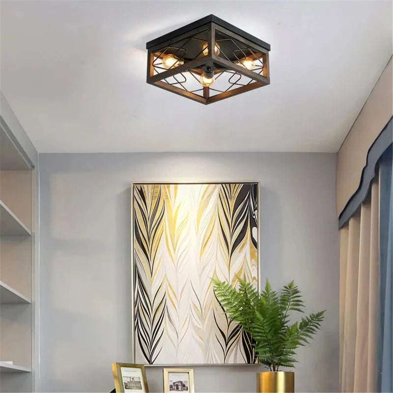 Plafonnier américain rétro à 4 têtes - Style Authentique USA | Marco Lucetti