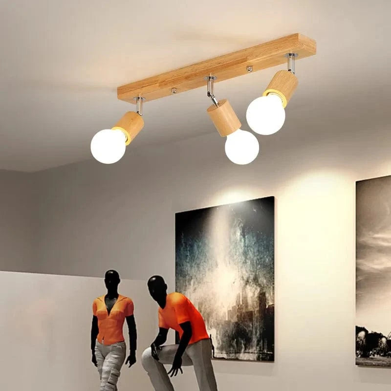 Plafonnier avec spots Projecteur de style nordique LED pour couloir ou salle à manger, design japonais en bois massif | Marco Lucetti