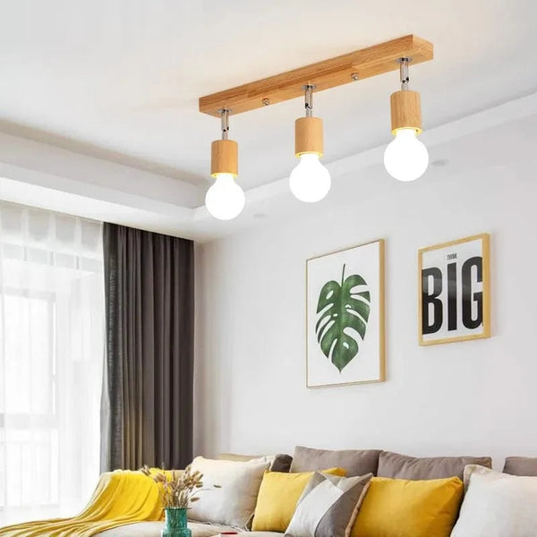 Plafonnier avec spots Projecteur de style nordique LED pour couloir ou salle à manger, design japonais en bois massif | Marco Lucetti