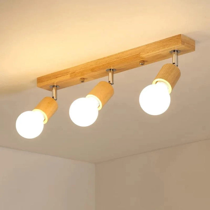 Plafonnier avec spots Projecteur de style nordique LED pour couloir ou salle à manger, design japonais en bois massif | Marco Lucetti