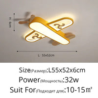Plafonnier Avion LED - Jaune et Bleu - Design Minimaliste - Plafonnier en Bois - Chambre Enfant | Marco Lucetti