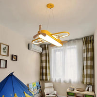 Plafonnier Avion LED - Jaune et Bleu - Design Minimaliste - Plafonnier en Bois - Chambre Enfant | Marco Lucetti