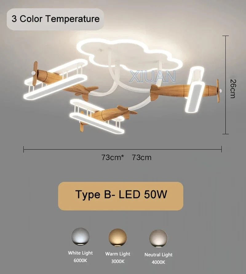 Plafonnier Avion Télécommandé pour Enfants | Marco Lucetti B 3 Couleur de la lumière