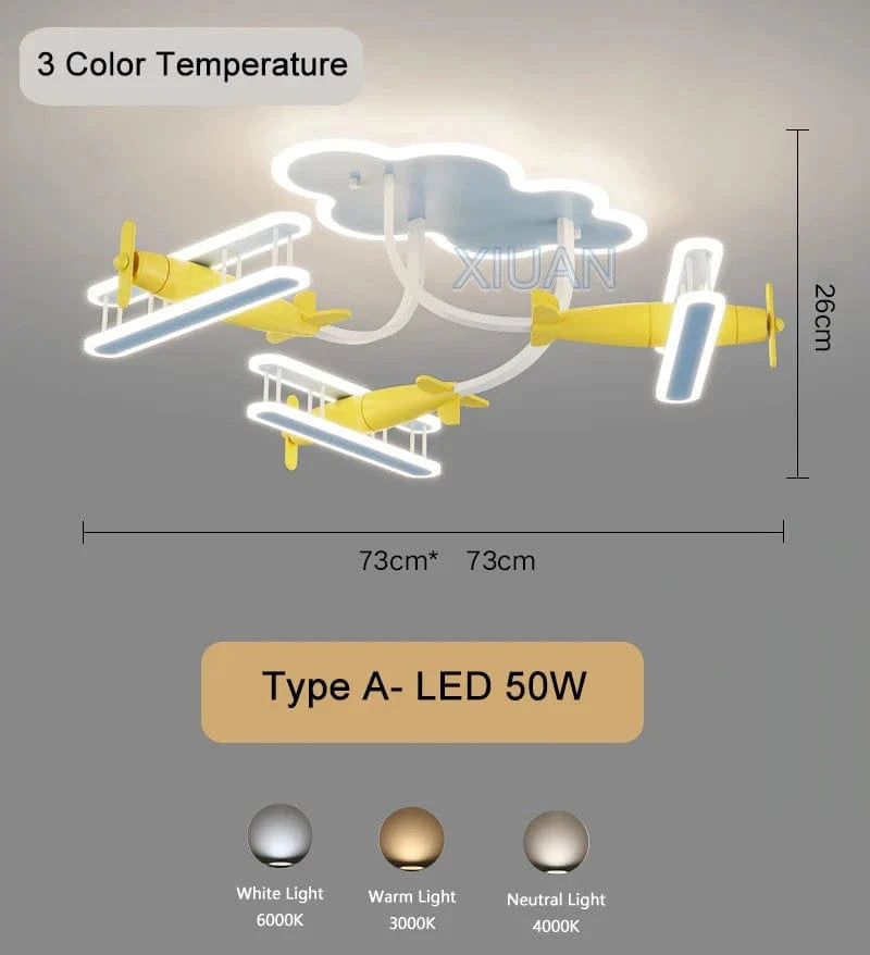 Plafonnier Avion Télécommandé pour Enfants | Marco Lucetti Une couleur 3 lumières