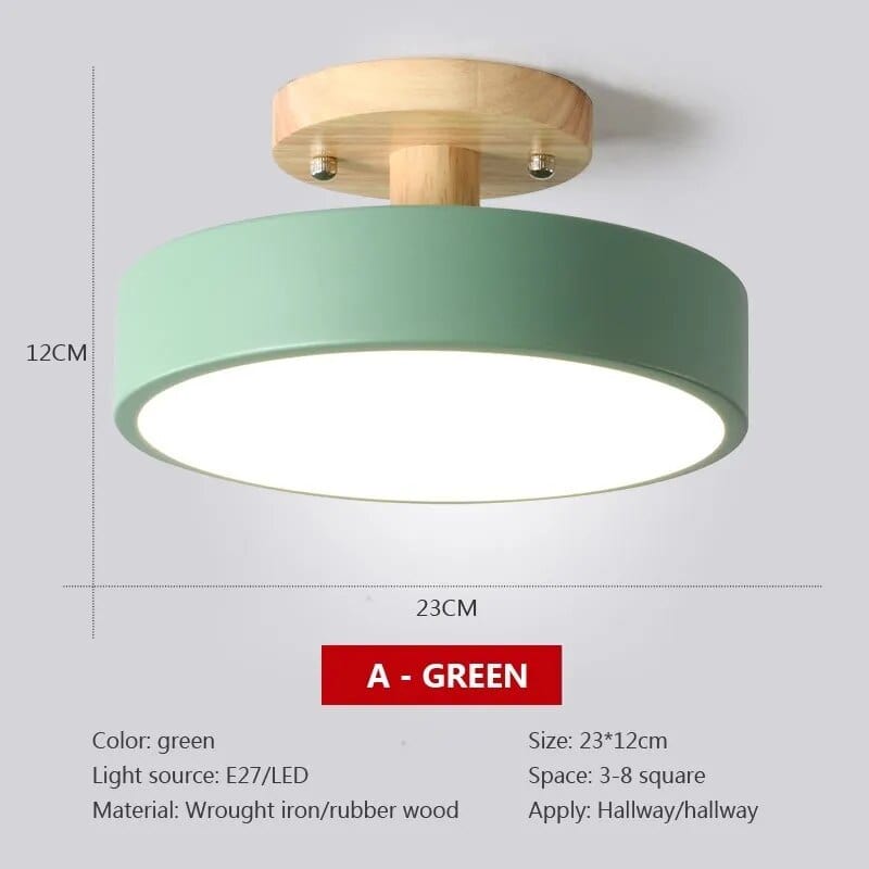 Plafonnier Bois Nordique LED Circulaire. | Marco Lucetti CL130 A Vert / Blanc froid